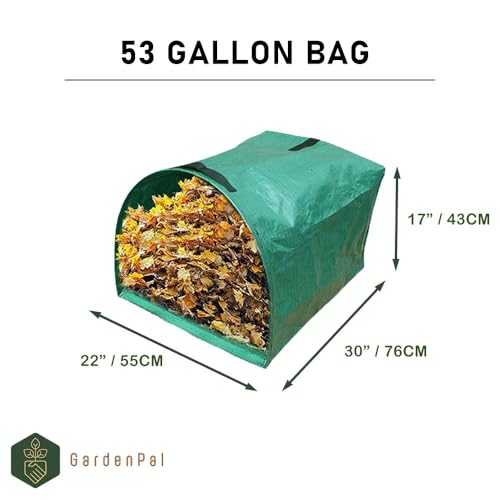 Gardenpal 2-pack 53 Gallon Yard Waste Bags for Collecting Leaves, Grass, and Debris, Lawn Bags, Horizontal Desgin for EASY Collecting Leaves, Large Capacity Lawn Bags - Durable and Reusable