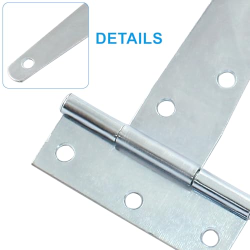 Murtenze 6-Pack 6 Inch Silver T-Strap Shed Hinge | Barn Door Hinges, Heavy Duty, Gate Strap Hinge, For Barn Door, Shed or Wooden Fences - color: Silver, size: 6 Inch - 6Pack