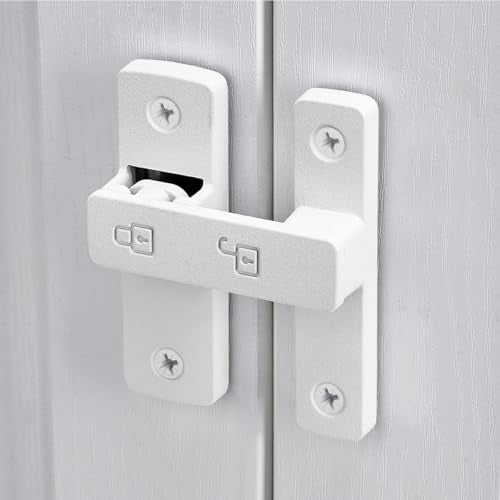 Matte White 180 Degree Zinc Alloy Barn Door Latch, Flip Gate Lock | Sliding Door Latch Lock,for bedroom,garage,balcony,barn,bathroom,drawer,Wine Cabinet,window,cabinet,pet enclosures - color: Matte White_180 Degree