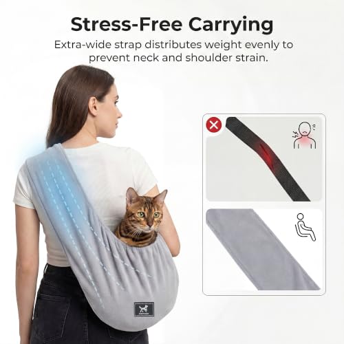 Donut Cat Sling Carrier for Small Pets 3-13 lbs, Soft Polar Fleece | Hands-Free Pet Pouch, Lightweight Indoor Cuddle Bag, Cozy Wearable Carrier for Cats, Kittens and Small Pets, Light Gray - color: Light Gray