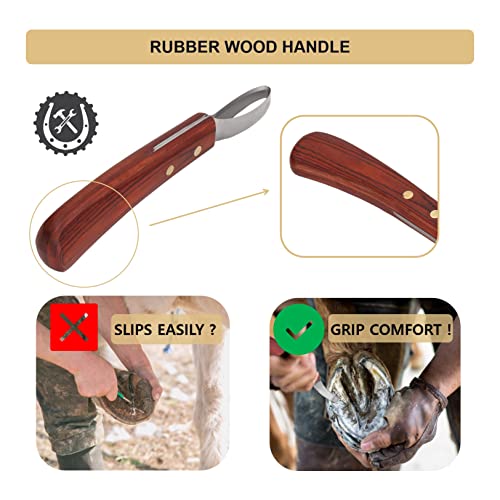 KUIDAMOS Hoof Knife for Horses, Double Edged Hoof Trimming Knife Hoof Trimmers with Cattle Horse Farrier Tools with Handle Farrier Hoof Loop Knife Farrier Supplies for Cutting