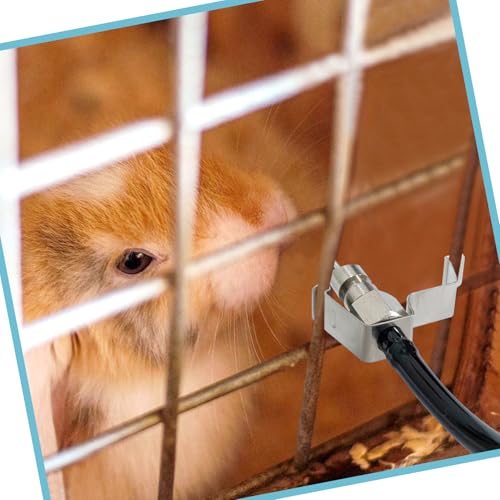 8pcs Stainless Steel Rabbit Watering Nipples Metal with Cage Clips Rabbit Water Nipples Dispenser Hamster Waterer Automatic Watering System - color: Metal