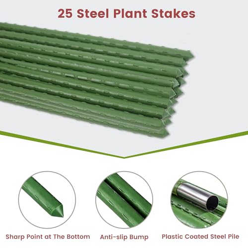 Temporary Plastic Fence 40" x 100' with Posts, Movable Snow Barrier Fencing | Cut-to-Fit Plastic Mesh Roll with 25 Steel Stakes, Weather-Resistant, For Garden, Yard, Pool, Lawn, Deer Control, Dog Safety