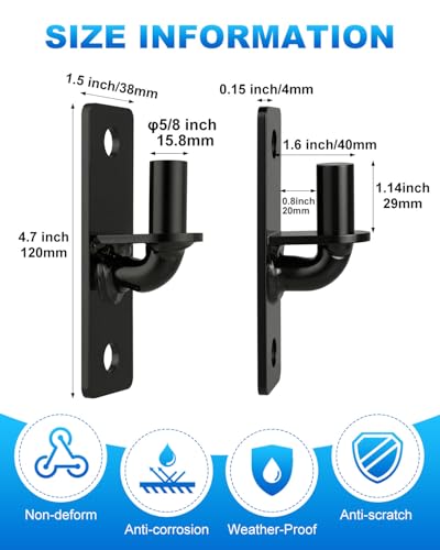 Gate Hinges Wall Mount with 5/8" Pin, 8 Pack Farm & Chain Link Gate Hinges | Rust-Resistant Gate Hinges, Heavy Duty Outdoor Metal Gate Hardware for Fences, Barns, Sheds, and Gates - size: 8 Pack