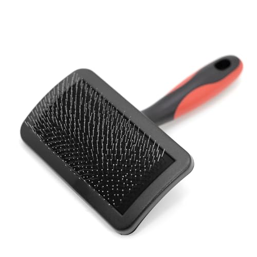 Jeffers Pet Hard Pin Universal Slicker Brush for Dogs, Cats, Horses – Firm Bristles Grooming Tool, Detangling, Tangle Free Coat, Mats, Shedding, Curved Head, Travel Friendly, Easy Storage - Medium - color: Hard Pin, size: Medium