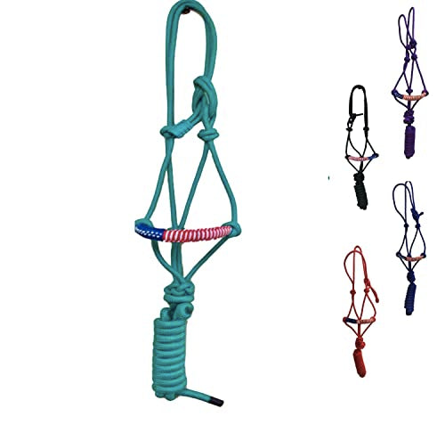 Majestic Ally Poly Braided Patriotic Nose Poly Rope Halter and 10' Matching Lead - color: Turquoise