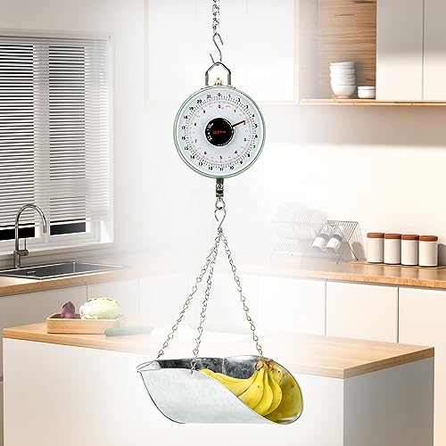 Tada 22LBS Double-Sided Dial Mechanical Hanging Scale with Scoop/Chain for Farm, Kitchen Food and Produce Weighing | Scoop/Chain for Farm, Kitchen Food and Produce Weighing