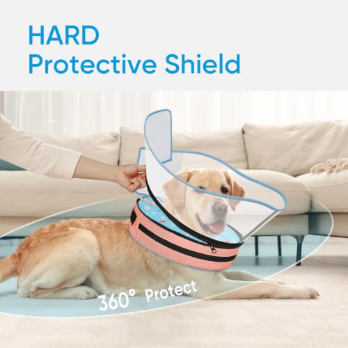 Supet Sponge Dog Cone Collar Stop Licking After Surgery, Dog Donut Collar | Adjustable Dog Recovery Collar Alternative, Detachable Shield, Soft, Comfy Cone, Neck Pillow for Large Dogs - color: DonutBlue, size: L(Neck 11"-14.5")