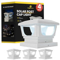 Brighticonic Solar Post Cap Lights Outdoor for 4x4, 3x3 – Auto On/Off Post Lights Solar Powered - Easy Install, IP65 Waterproof Deck & Fence Lights – Long Lasting Battery – 120 Lumen, CoolWhite - 4pck - color: White - Cold White 6000K