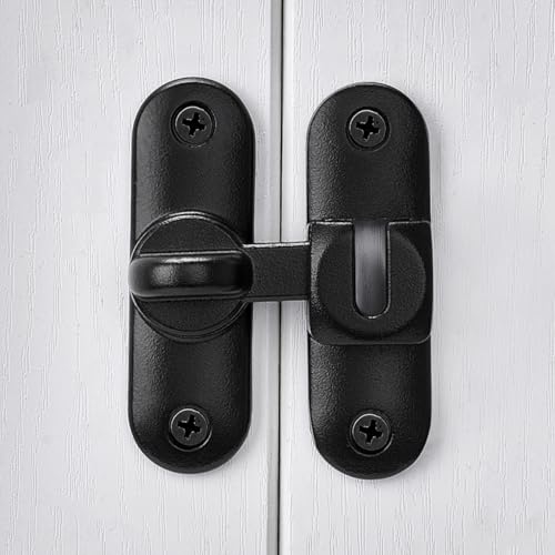 Matte Black 90/180 Degree Barn Door Latches,Flip Gate Lock | Zinc Alloy Flip Gate Latches,Right Angle Door Lock,for bedroom,garage,sliding door,window,cabinet,drawer,pet enclosures - color: Matte Black