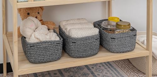 CubesLand Baskets for Organizing,Small Woven Storage Baskets for Shelves | Cute Closet Cube Bins Set 3,Baby Nursery Cube Organizer Toys Basket Bin,Home Decor Organization Bins Mixed Black - color: Mixed Black, size: 3pcs-small basket
