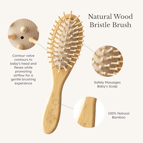 Kyte BABY Bamboo 3-Piece Brush Set - 1 Goat Hair Brush, 1 Wooden Bristle Brush and 1 Bamboo Comb