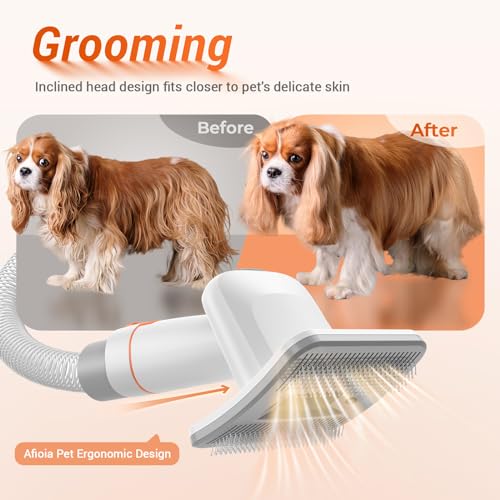Afloia Dog Brush Vacuum Attachment for Dogs and Cats | Grooming Tool for 1-1.5-Inch Round Ports on Dyson, Bissell, Eureka & Dirt Devil, Hose Included, Vacuum Not Included