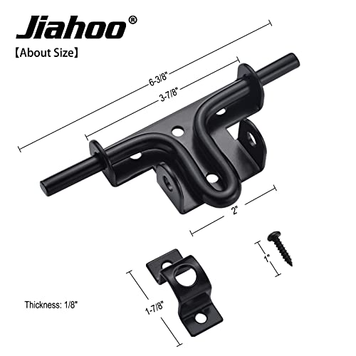 JIAHOO Slide Bolt Gate Latch, Heavy Duty Door Lock with Padlock Hole, Sliding Bolt Latch Hardware for Wooden Fence, Shed Door, PVC Fence, Barn Door, Thickened Steel, Black Finish | Sliding Bolt Latch Hardware, For Wooden Fence, Shed Door, PVC Fence, Barn