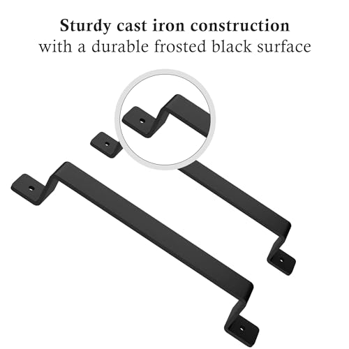 12" Barn Door Handle for Gate, Kitchen, Sheds, Garage - Pull Handle for Sliding Barn Door - Grab Handle - Barn Door Hardware - Black