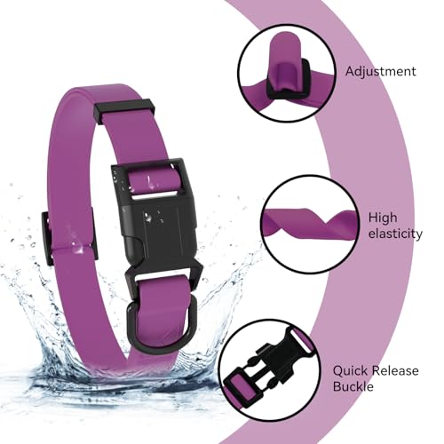Waterproof Dog Collar, Easy to Clean Rubber Dog Collars with Quick Release Buckle Fits Small Medium or Large Dogs (Purple, M < 11.8-18.5 inch) - color: Purple, size: M (11.8-18.5 inch)