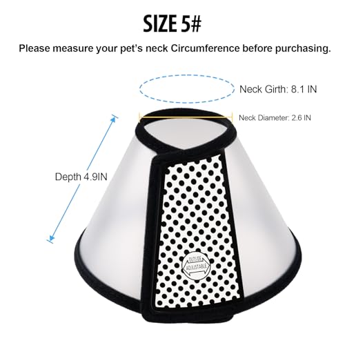 Depets Adjustable Recovery Pet Cone E-Collar for Cats Puppy Rabbit, Plastic Elizabeth Protective Collar Wound Healing Practical Neck Cover, Neck Girth 8.1 in