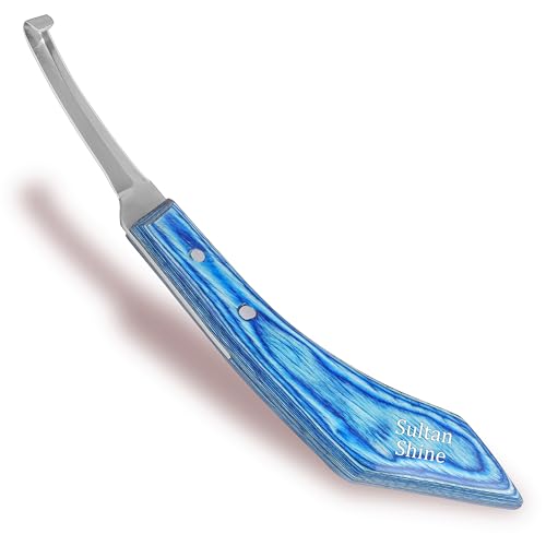Sultan Shine Dual Sided Hoof Knife Trimmer with Ultra-Sharp J2 Japanese Stainless Steel Narrow Blade, Ergonomic Handle – Professional Farrier Tool for Horses, Cows & Farm Livestock (Right-Handed)