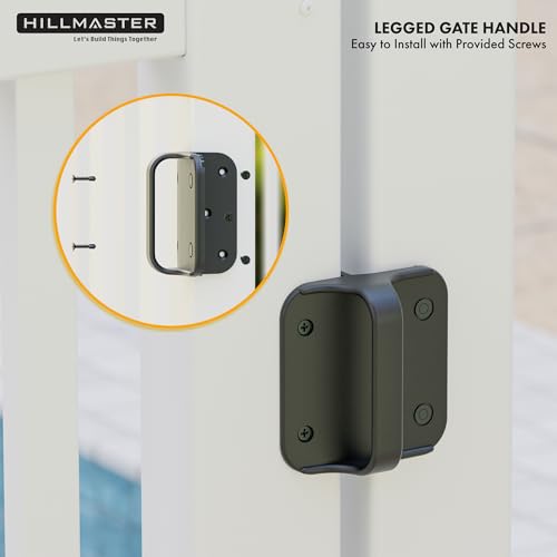 HILLMASTER 4-1/2” Black Nylon Polymer Gate Handle for Outdoor Fence, Sturdy Fence Gate Stop with Bumper Gate Stopper for Vinyl, Wood, Metal Gates, Fence Gate Hardware, Fasteners Included