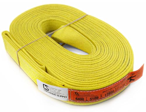 DD Sling 2" × 40' Nylon Lifting Sling – USA Made, 6,400 lb Vertical, 5,100 lb Choker, 12,800 lb Basket – 2-Ply Heavy Duty 900 Webbing, Type 4 Twisted Eye & Eye Rigging Sling - size: 2 in x 40 ft