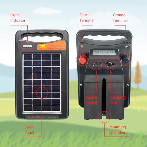 FenceMate 10 Miles Range Solar Fence Charger 0.2J for Containment | Livestock,Poultry,Pet,Hobby Farming, Portable Energizer for Exclusion of Rodent, Nuisance, Day&Night, All-Weather Protection