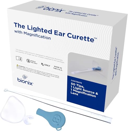 Bionix - Lighted AngleLoop Ear Curette Tool, Earwax Removal Tool, Aids in Excess Wax Removal, Convenient & Easy-to-Use, Ideal for Healthcare Providers, Single-Use (50 Count) - color: AngleLoop