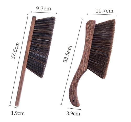 2PCS Hand Broom Cleaning Brushes-Soft Bristles Dusting Brush for Cleaning Car/Bed/Couch/Draft/Garden/Furniture/Clothes,Wooden Handle(Brown) - color: Brown