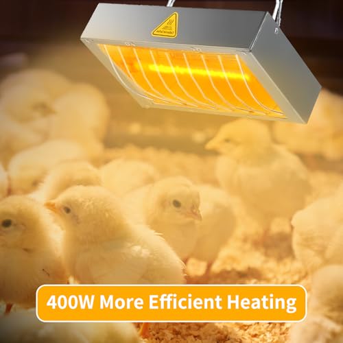 400W Chicken Coop Heater Lamp, Brooder Heat Lamp for Chickens, Adjustable Temp and Height, No Assembly Heater for Chicks Pets Livestock, 1 Pack - color: Heat lamp 400W - 1 Pack