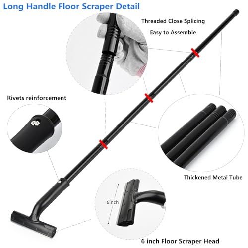 EHDIS Adjustable Razor Blade Scraper, 15''-58'' Long Handle 6" Blade Scraper Tool with 20 Double-Edge Blades for Cleaning Paint, Caulk, Adhesive,Painting Stripping Tools, Tile, Floors, Walls