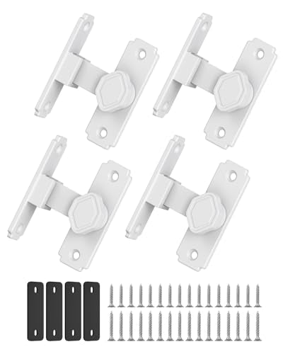 90 Degree Barn Door Lock, Rustproof Sliding Gate Latch, White-4Pcs | Multipurpose Security Lock for Bathroom, Cabinet, Pet Cage, Garden Shed, Window And Sliding Wooden Doors - color: White-4PCS