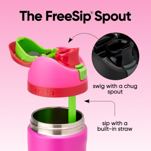 Owala FreeSip Kids Stainless Steel Water Bottle 16 oz All the Berries - color: All the Berries, size: 16 Ounces