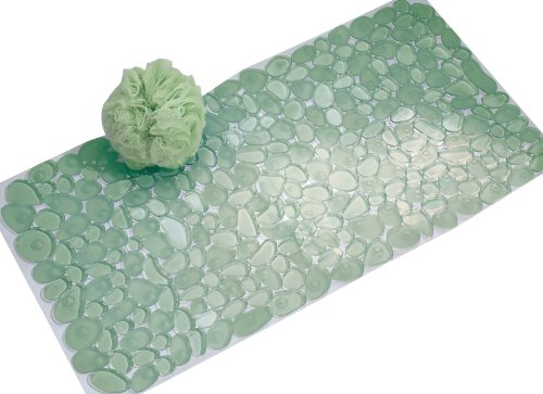 iDesign Pebblz Non-Slip Suction Bath Mat, Green, 26" x 13.5" | For Shower and Bathtub - color: Green