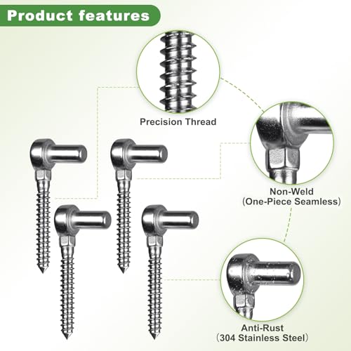 Insaga 304 Stainless Steel Gate Hinges 4Pcs One-Piece Cast Non-Welded Farm Gate Hinge for Wooden Fences, Lag Screw Hinge Rustproof Surface Mount Hinges for Outdoor Garden Shed Cattle - color: M12 Pin Hinge-4Pcs