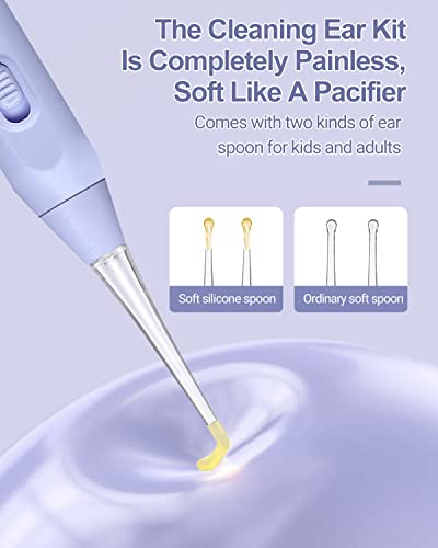 Ear Wax Removal Tool with Light Kids Ear Wax Remover Ear Cleaning Tool Ear Cleaner with Built-in Storage Space UANRNA Upgraded Ear Wax Removal with Light for Kids & Adults (Purple)