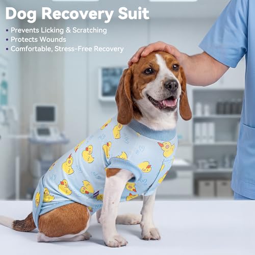 cyeollo Recovery Suit for Dogs Surgery Spay Neuter Onesie, Yellow Duck, XS | Spay & Neuter Body Suit, Prevents Licking Dog Surgical Suit, E-Collar Cone Alternative, Protects Wounds, Easy Potty Access - color: 1# Yellow Duck, size: X-Small (Back: 9"-11")
