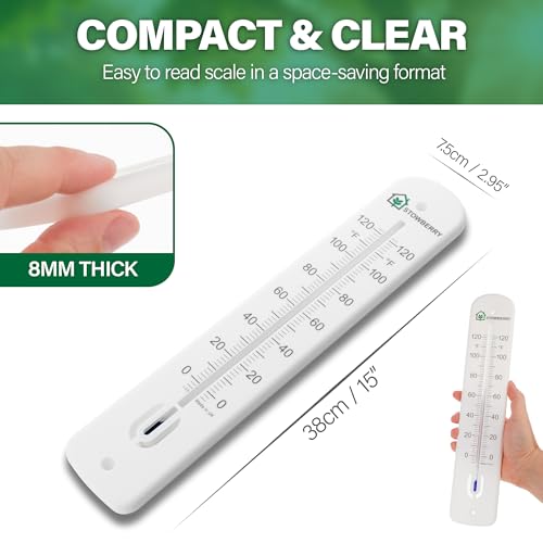 Room Thermometer – Large 15 Inch Indoor or Outdoor Temperature Gauge for Room, Greenhouse, Garden, Patio, Home, Office, Balcony