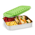 LunchBots Medium Trio Stainless Steel Kids Bento Box 3-Section Green 32oz - color: Green, size: 3 Section