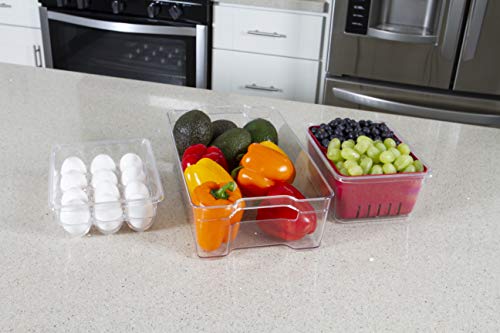 Kitchen Spaces Deluxe Egg Tray, Holds 18 Eggs, Refrigerator Storage Container with Lid, Stackable Fridge Organizer, Crush-Proof, BPA-Free, Clear - style: Deluxe Egg Tray