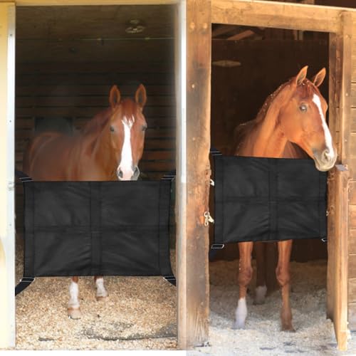 Horse Stall Guard for Horses Heavy Duty Stall Barrier with Adjustable Straps Reinforced Metal Hooks for Barn Stable Aisle Trailer Tack Room，27 Inch