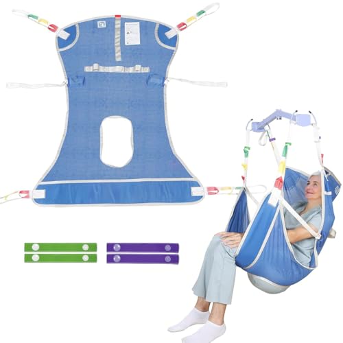 EZ Assistive Patient Lift Sling with Commode - Patient Lifting Slings for Transfer - Medical Full Body Straps for Elderly, Disabled,Nursing,Caregiver - SWL 500 lbs (Small-Blue-1 PC) - size: Small-Blue-1 PC