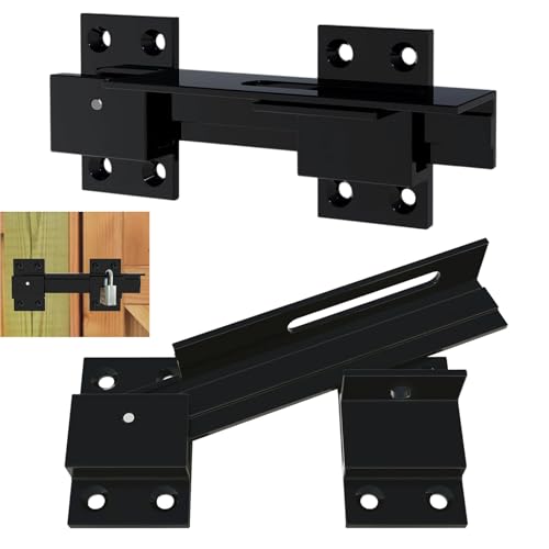 2PCS Flip Gate Latch Lock with Padlock Hole, Aluminum Alloy Adjustable Door Latch Barn Door Lock Fence Door Lock Latch for Outdoor Gate, Barn Door, Shed, Garage, Yard