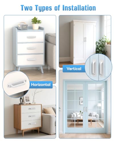 5.9 Inch Sliding Barn Door Handle - Aluminum Hardware Cabinet Pull Handles for Drawer, Closet, Shower/Glass/Shed/Kitchen/Garage Gate Doors with Screws (2, White) - color: White