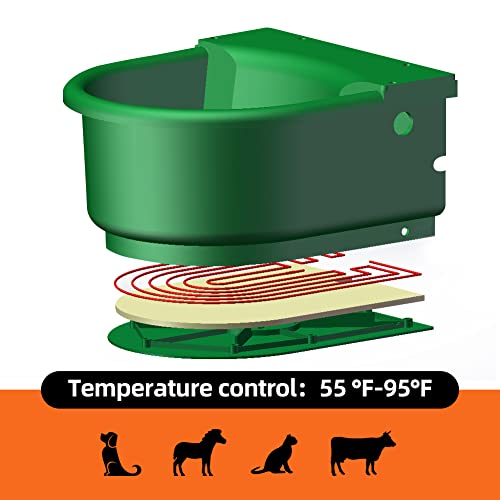 Automatic Heated Dog Waterer Bowl Feeder Constant Temperature Dispenser 3L Outdoor Thermal Bowl with Float Ball Valves for Pet Dog Horse Cattle Goat Sheep (Green) - color: Green