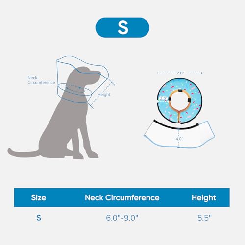 Supet Sponge Dog Cone Collar Stop Licking After Surgery, Dog Donut Collar | Adjustable Dog Recovery Collar Alternative, Detachable Shield, Soft, Comfy Cone, Neck Pillow for Small Dogs - color: DonutBlue, size: S(Neck 6"-9")