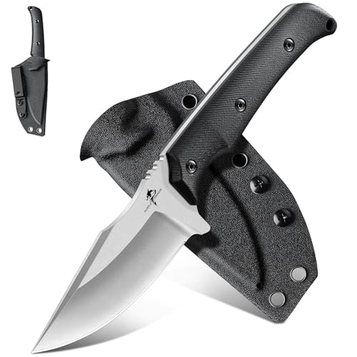 Purple Dragon Fixed Blade Knife - Full Tang Hunting Knife Black | Kydex Sheath, Forged from a Single Piece of D2 Steel, G10 Handle, Gift Box - size: 3.3 inch