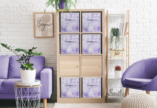 Sorbus 11 x 11 Storage Cubes, Foldable Fabric Bins (4 Pack, Tie-Dye Purple) | Toy bin with carry handles and collapsible design keeps books, clothes and playroom essentials sorted in cubbies and closets. - color: Tie-Dye Purple