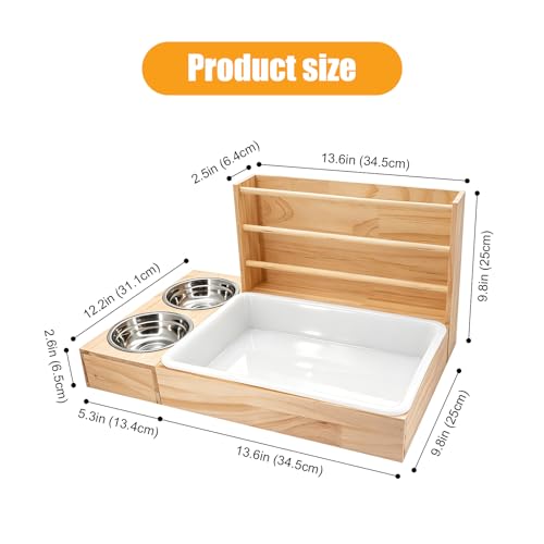 3-in-1 Rabbit Hay Feeder, Rabbit Litter Box with Hay Feeder and Bowls, Guinea Pig Hay Feeder, for Rabbits, Guinea Pigs, Small Animals