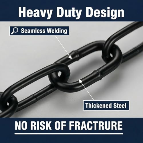 4 Pack Gate Chain Lock for Outdoor Fence with Carabiner,1/8 x 20 Inch Black | Stainless Steel Link Chains No Fear of Being Bent, Easy to Adjust Barn Chain for Livestock Gate - size: 4-Pack
