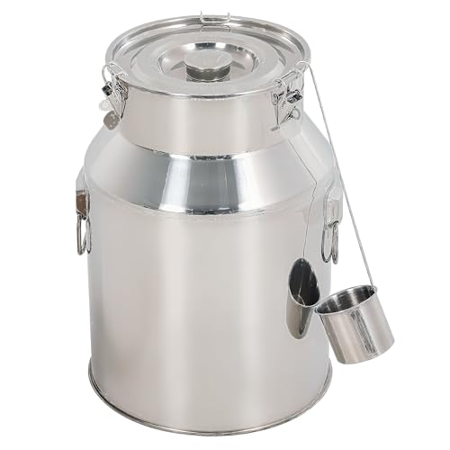 DYNAMI 7.4Gal Stainless Steel Milk Can,Large Metal Airtight Canister with Sealing Silicone Ring and Locking Clamp,Stainless Steel Milk Bucket,for Water, Tea, Wine