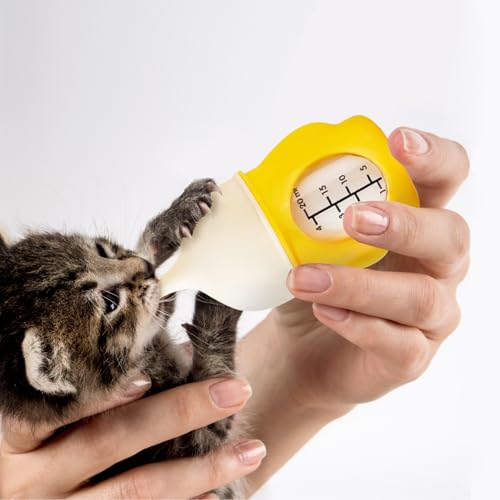 Ergonomic Pet Nursing Bottle,Puppy Bottles for Nursing Puppy Milk - 20ml Slow Flow Kitten Bottle Feeding kit for Newborn Kittens/Puppies/Small Animals, Easy-Clean Silicone Feeder (‌Yellow‌) - color: ‌Sunbeam Yellow‌